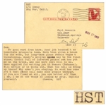 Hunter S. Thompson Typed Postcard From November 1960: ...long-term plans remain vague & threatening...Crotch full of infected poison oak has put me on the brink...